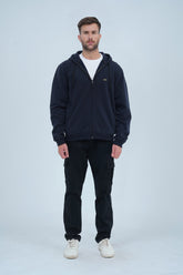 Xea navy hoodie for men is the perfect combination of warmth and style. Whether you choose to zip it up or leave it open, you'll make a statement with this versatile piece. -  Navy Zip Up Hoodie - Xea Clothing